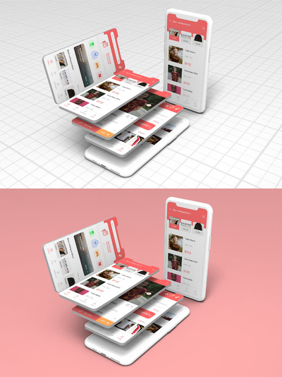 堆叠iPhone 11手机样机（PSD）