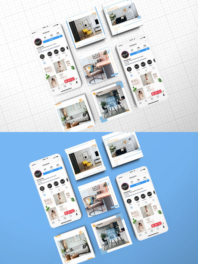 Iphone 社交广告组合样机（PSD）
