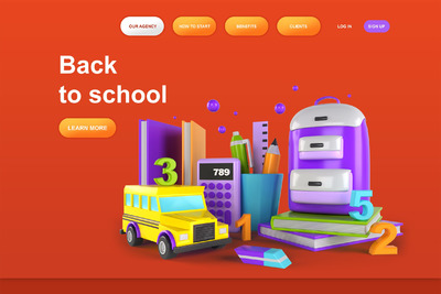 开学返校3D着陆页模板（PSD）