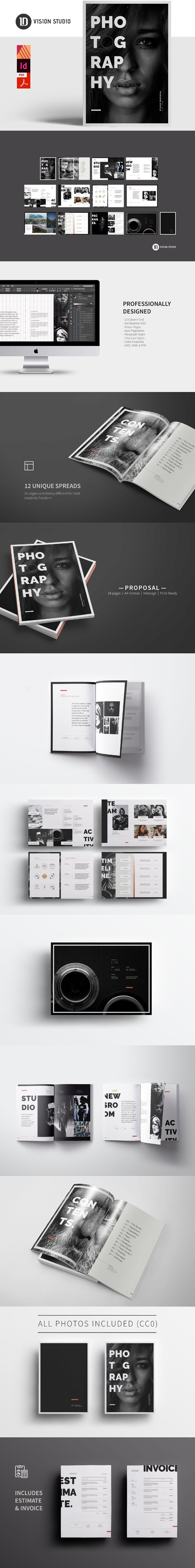 项目提案/摄影杂志作品集画册设计模板