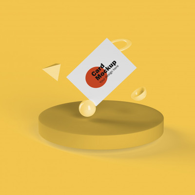 漂浮着几何形状的名片样机[PSD]