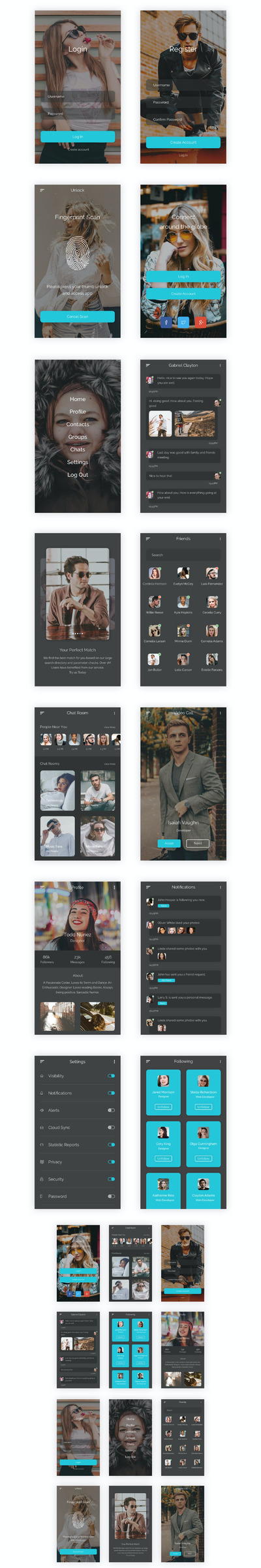 社交媒体移动APP UI模板(AI,PSD,FIG,SKETCH,XD)