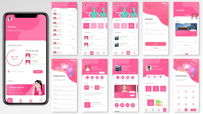 医疗健康应用APP UI模板(FIG,SVG)
