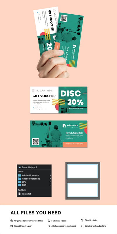 优惠礼品券设计模板(AI,EPS,PDF,PSD)