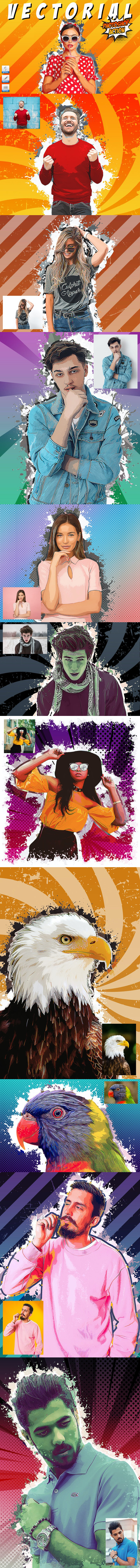 时尚绚丽多用途的高端复古矢量艺术效果photoshop动作预设