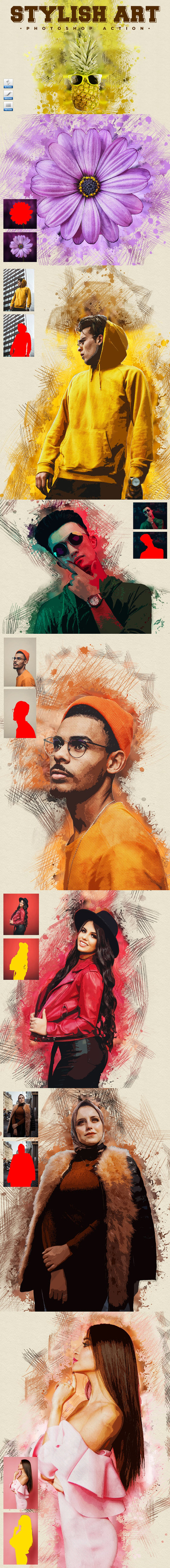 时尚艺术手绘水彩Photoshop动作预设