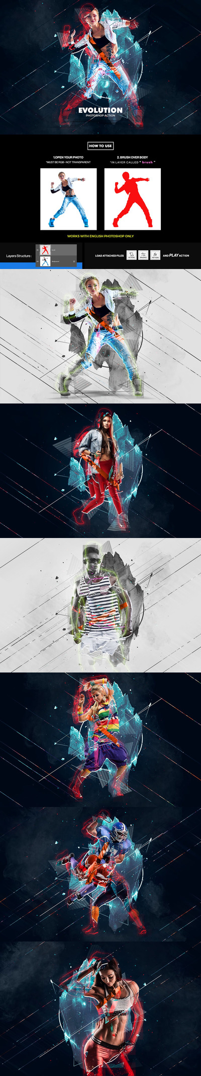 时尚动感绚丽震撼的photoshop动作预设