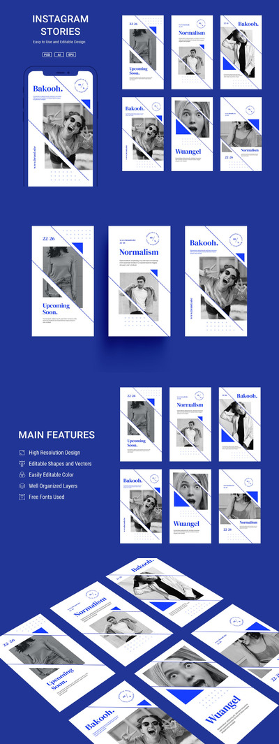 时尚高端简约专业的高品质几何图形Instagram社交媒体banner海报设计模板集合-PSD，AI，EPS，PNG