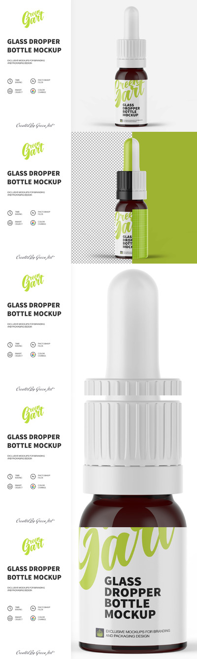 50ml透明玻璃滴管瓶包装设计样机模板