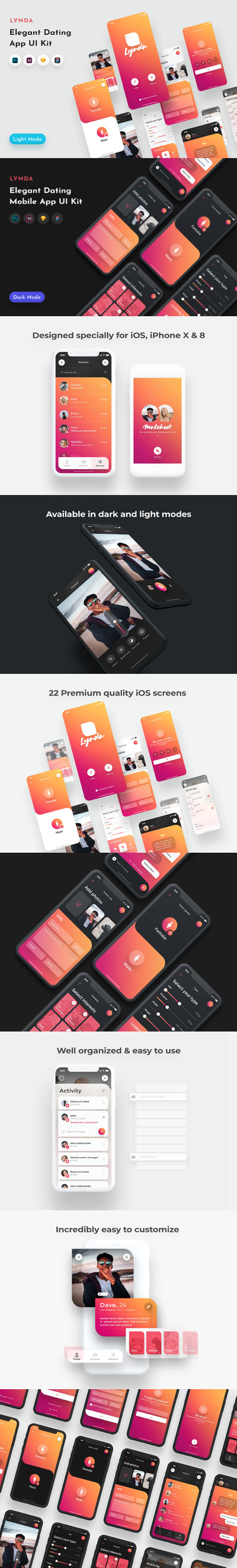 时尚高端多用途爱情约会婚恋收集应用程序APP UI KITS-XD，FIG，PSD，SKETCH