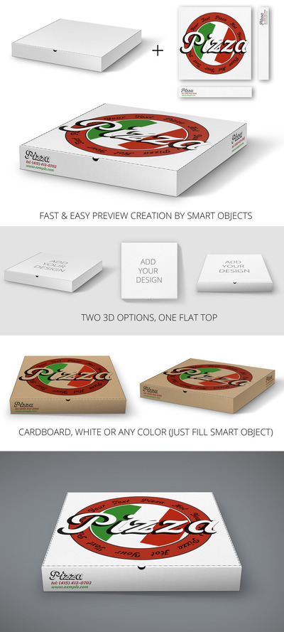 披萨盒包装/图案设计样机模板