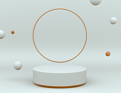 3D优雅白色展示台场景样机[PSD]