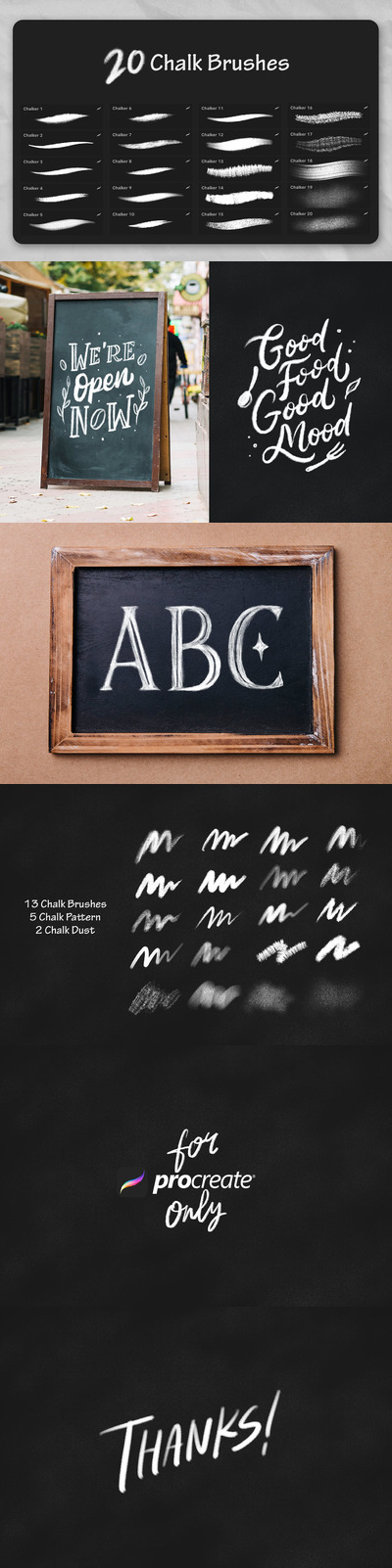 粉笔笔触的procreat笔刷（brushset）