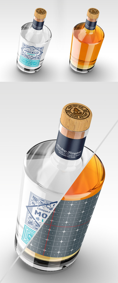 复古老式酒瓶包装设计样机模板