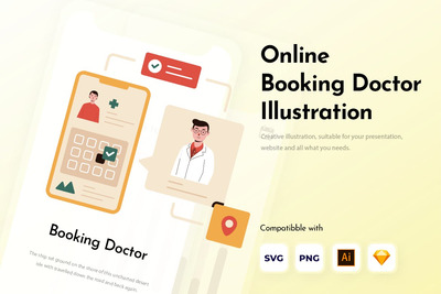 医生在线预定相关的创意插画素材（Ai）
