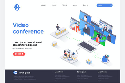 视频会议等2.5D插画素材（AI,EPS,JPG,PNG,PDF,SVG）