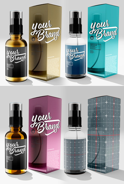 香水化妆品喷雾瓶标签设计样机