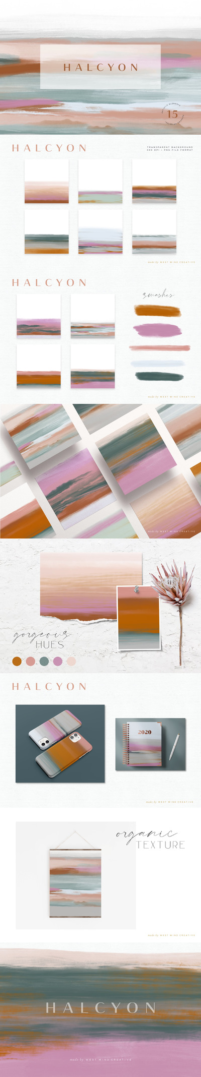 波西米亚风格柔和水彩纹理背景素材