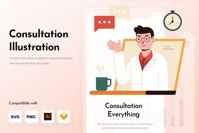 咨询相关的概念插画（AI, SKETCH）