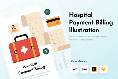 医院付款帐单插画（AI,SVG）