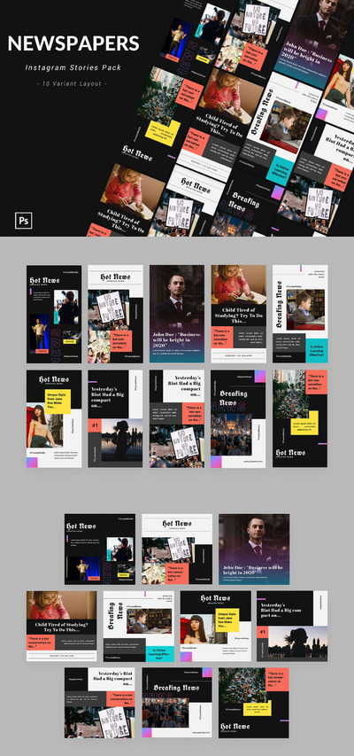 时尚绚丽流行风格的Instagram社交媒体banner海报设计模板集合