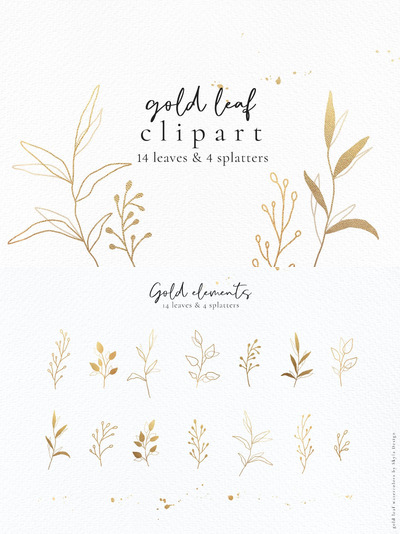 时尚高端优雅金色植物背景底纹纹理集合