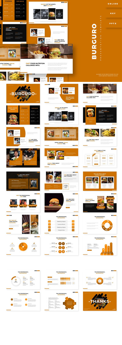 简约时尚多用途食品餐厅powerpoint幻灯片演示模板（pptx&key）