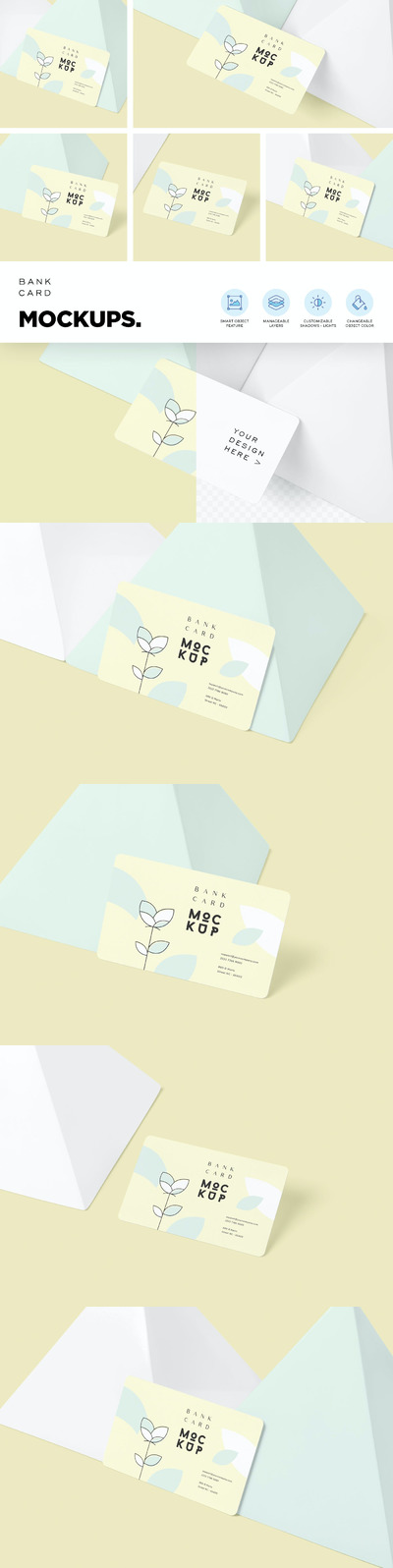5张银行卡实物模型样机（PSD）
