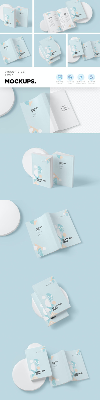 5个文摘大小的书模型样机 （PSD）