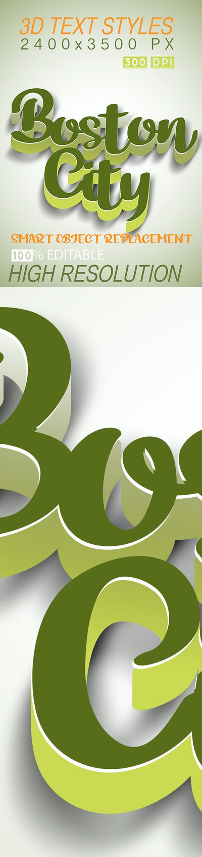 绿色风格3D文字效果图层样式素材[ASL]