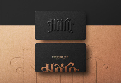 黑色凸印名片样机[PSD]