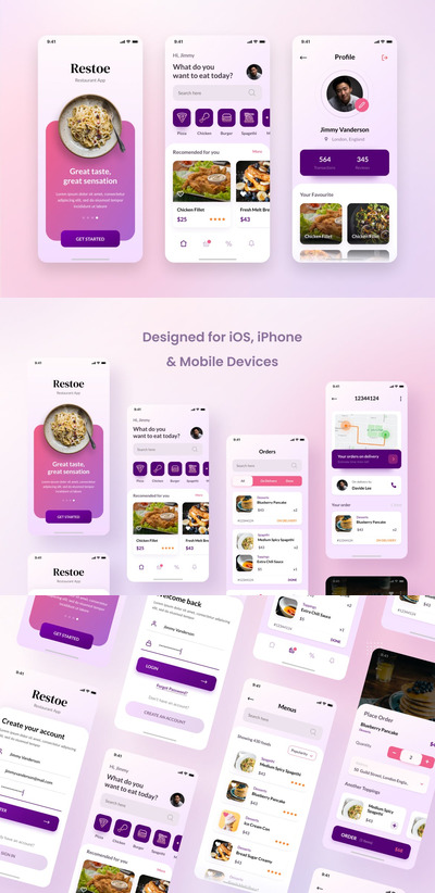 餐厅食品应用程序APP UI（FIG,PSD）
