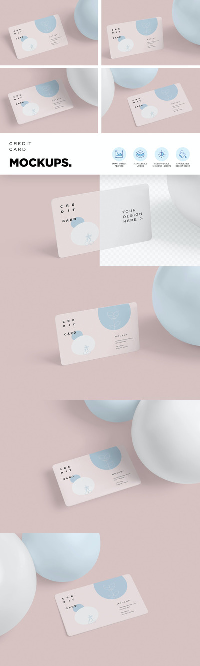 4个信用卡模型样机下载（PSD）
