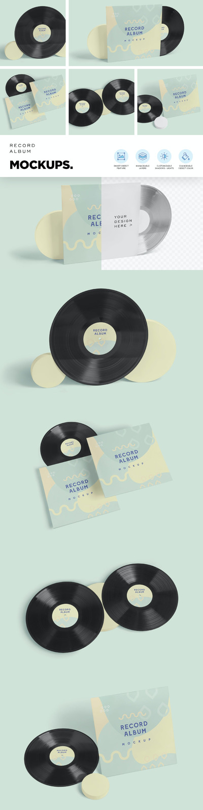 复古唱片专辑模型样机下载（PSD）