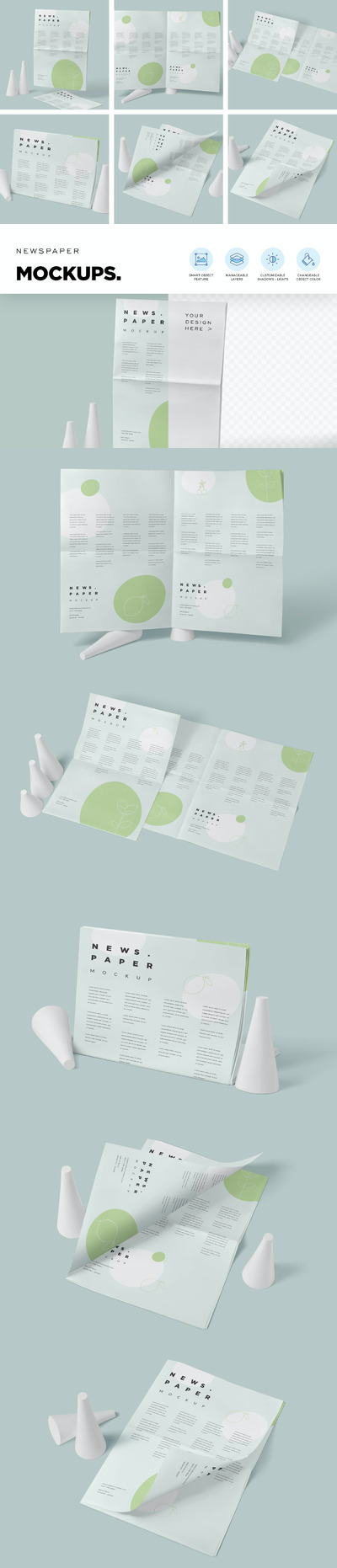 复古风格菜单报纸模型样机下载（PSD）