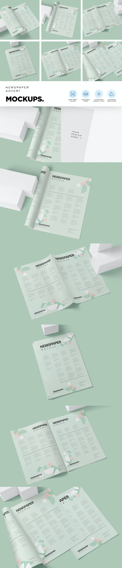 报纸菜单广告模型样机下载（PSD）