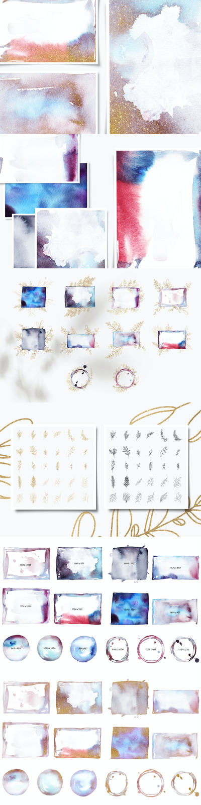 清新时尚房地产水彩背景底纹纹理集合-PNG，AI