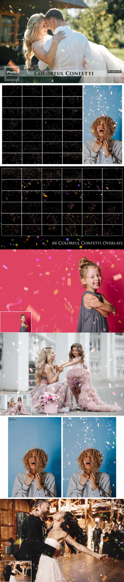 生日&婚礼必备的五彩纸屑照片叠层素材