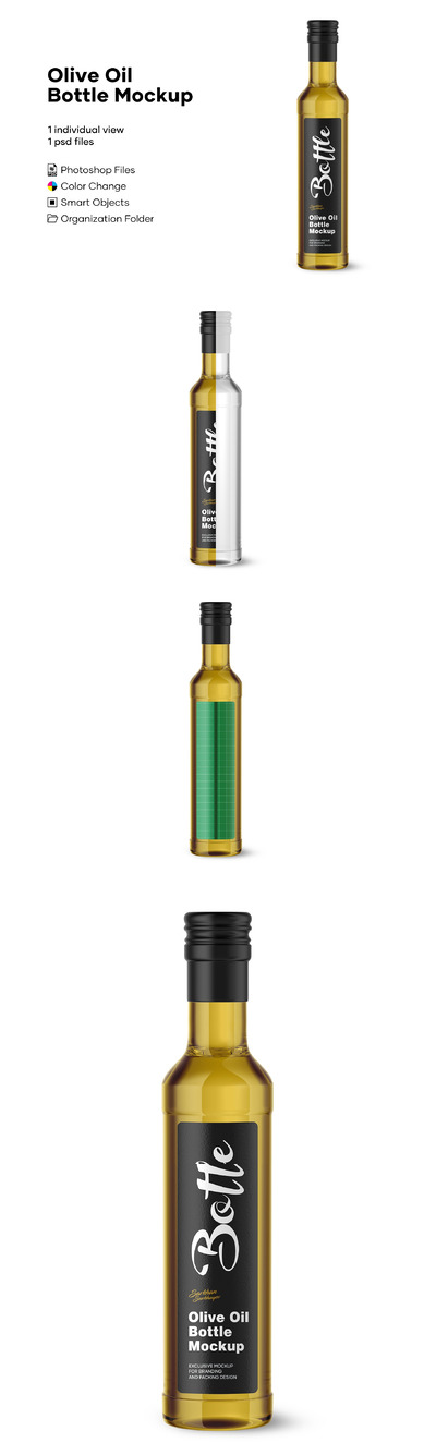 橄榄油瓶包装&标签设计样机素材
