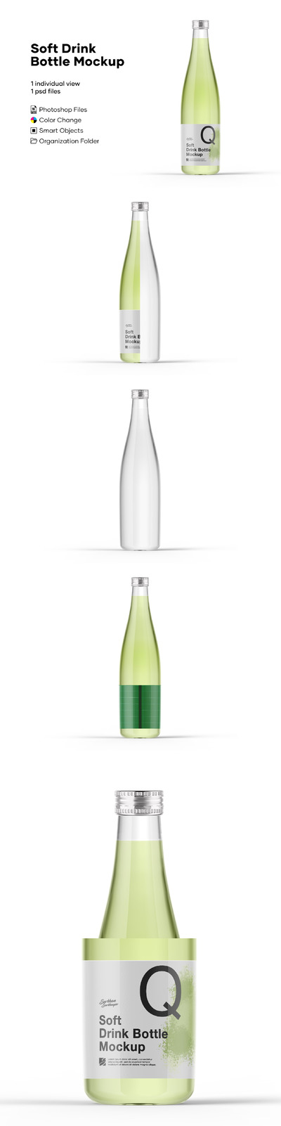 软饮料玻璃杯品牌标签设计样机模板