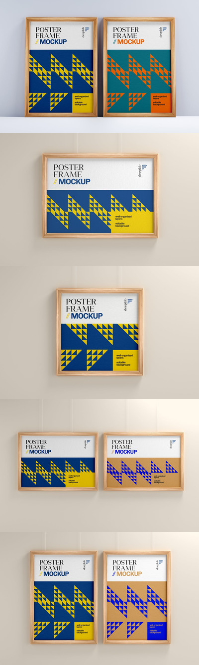 带木框的海报模型样机（PSD）