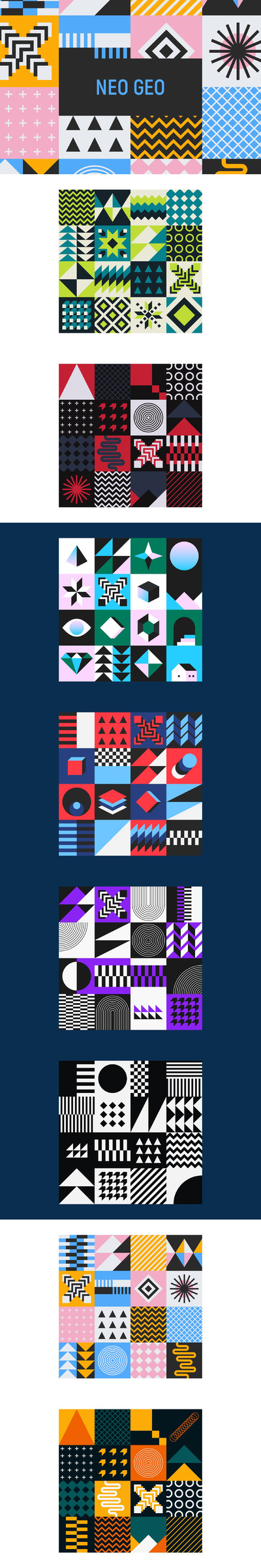 孟菲斯风格抽象几何图案背景素材