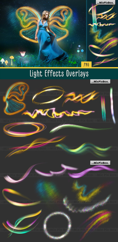 抽象梦幻彩色灯光效果照片叠层PNG素材