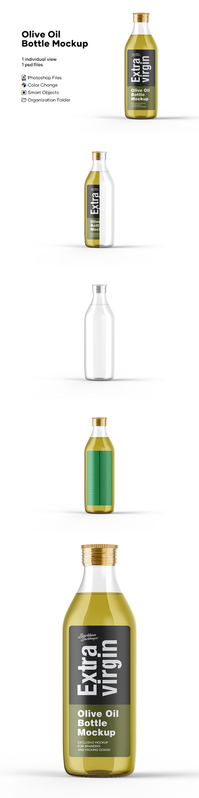 橄榄油瓶标签设计效果图样机