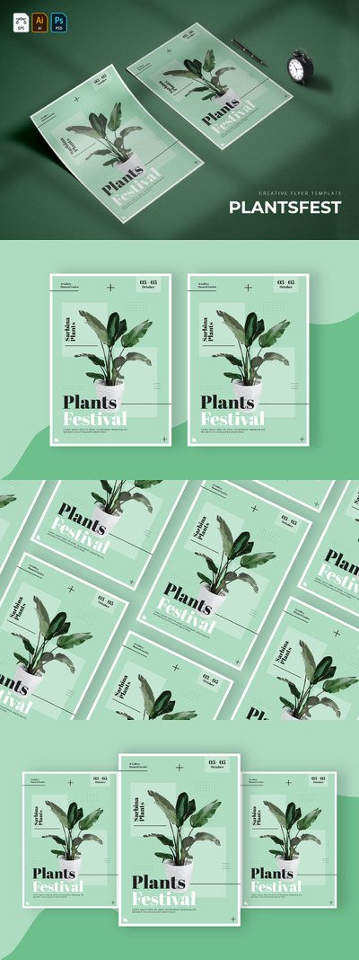 时尚高端简约清新时尚宣传单海报设计模板-AI，EPS，PSD