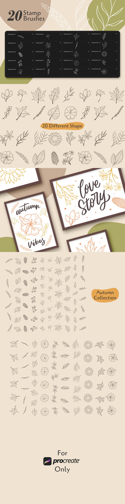 秋季元素的procreate画笔笔刷（brushset）