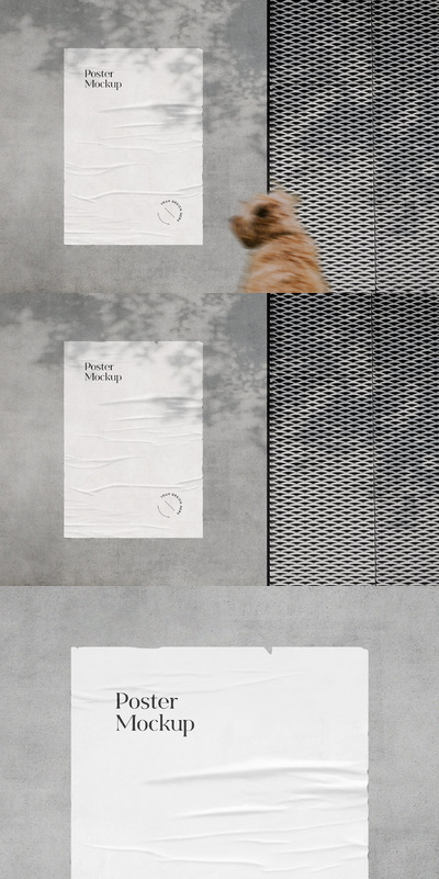 粘贴的海报模型样机（PSD）