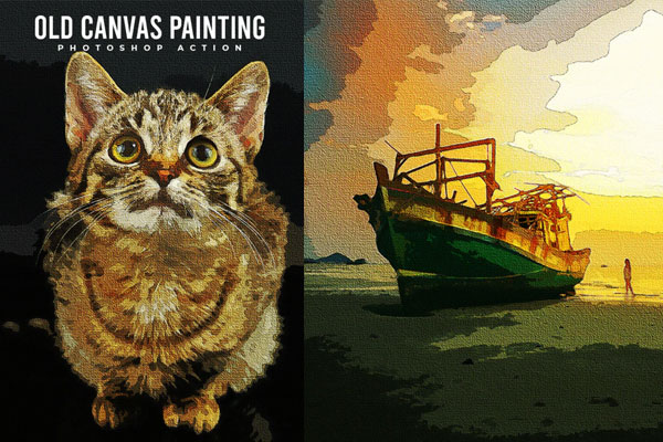 旧帆布水彩绘画效果Photoshop动作
