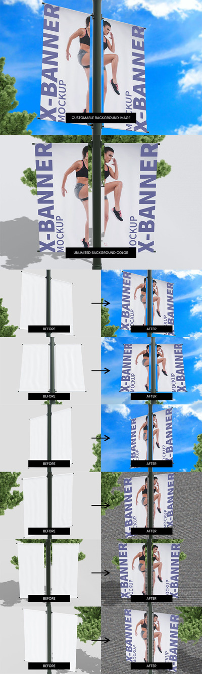 街道杆横幅模型样机（PSD）