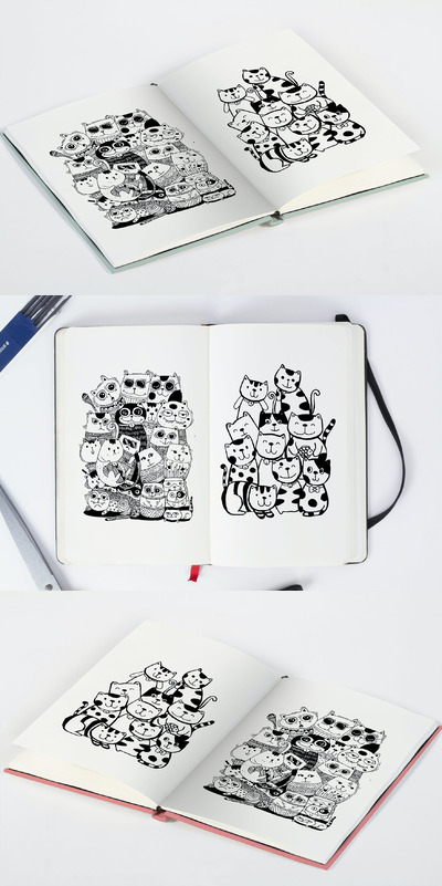 素描本绘画本样机（PSD）